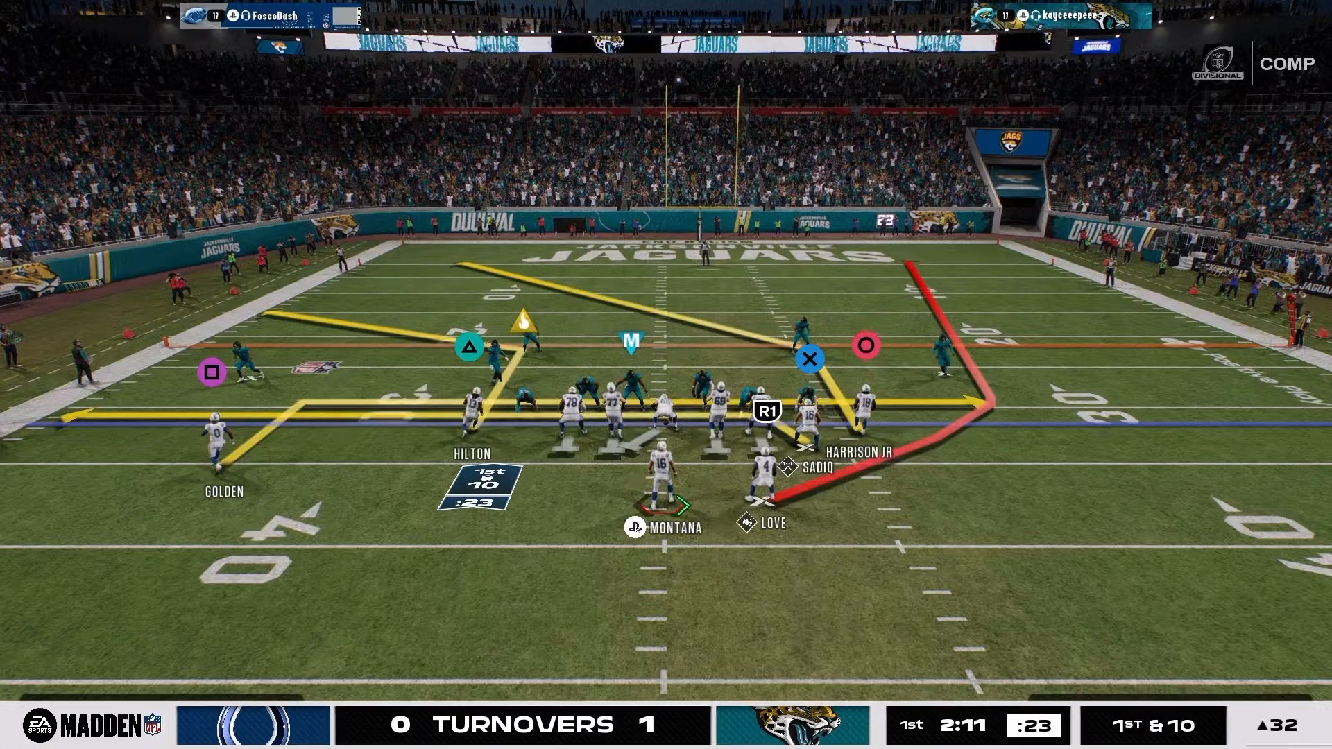 Illustration of canceling auto dropback in Madden