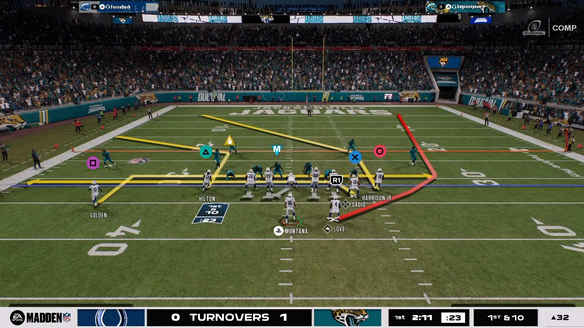 Image depicting QB run threats at the line of scrimmage