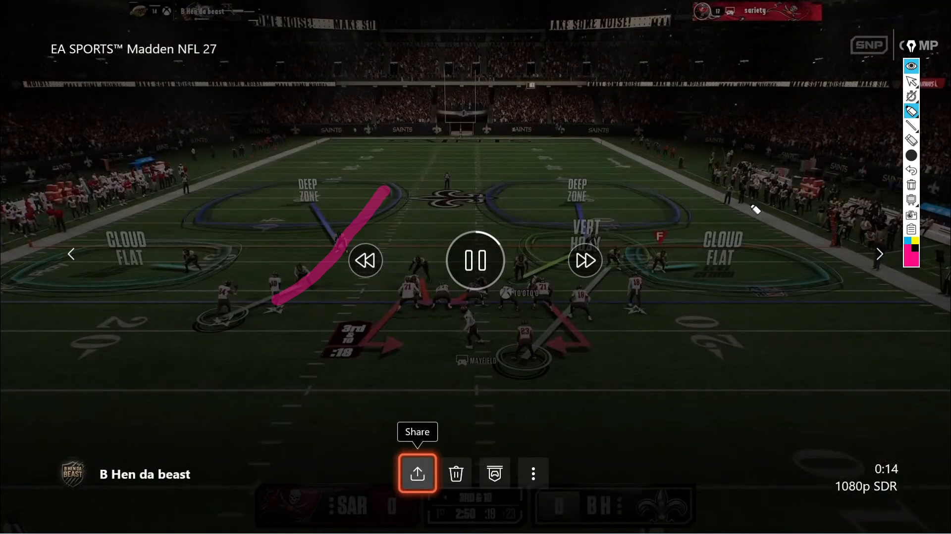 Illustration of the 16 spaces system in Madden 27