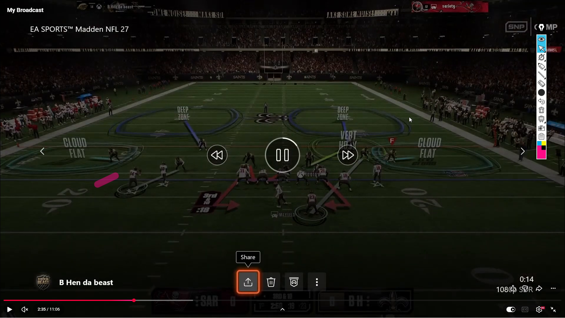 Redirecting coverage using switch-stick in Madden