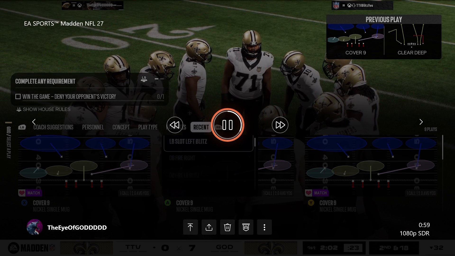 Manning strategies for 2-receiver side in Madden NFL 27