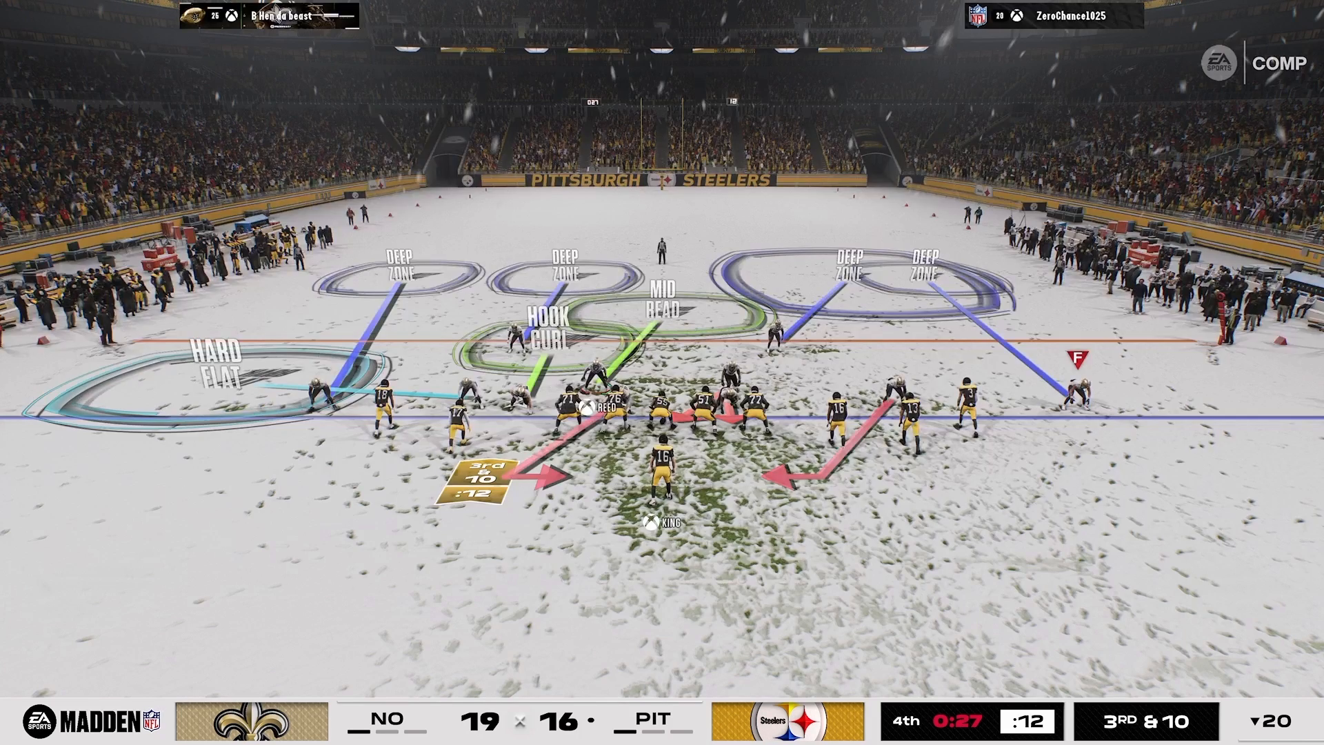 Pre-snap diagnosis strategy in Madden gameplay