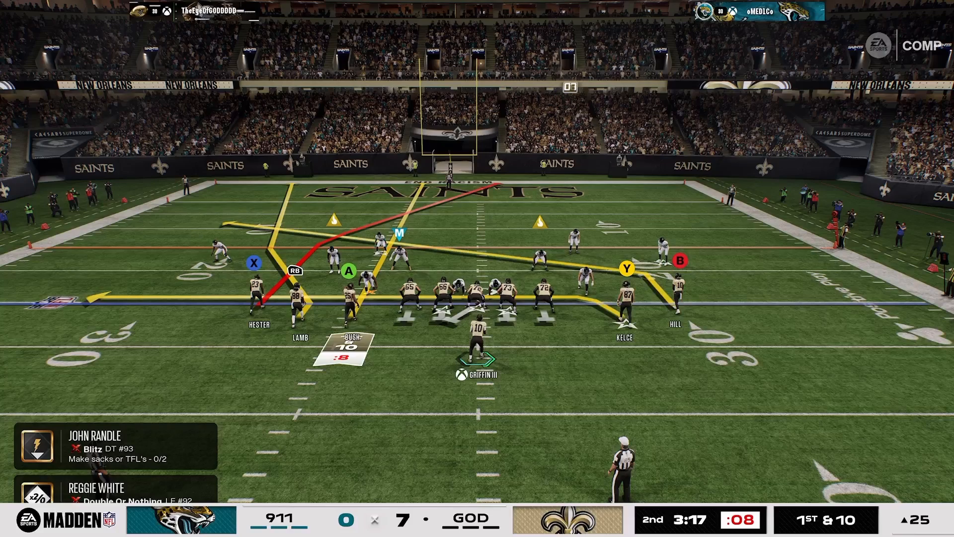 Route combination diagram for slot fade and deep post